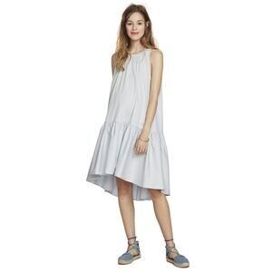 Hatch Blue Drop Waist Poplin Sleeveless Maternity Midi Dress Size Medium